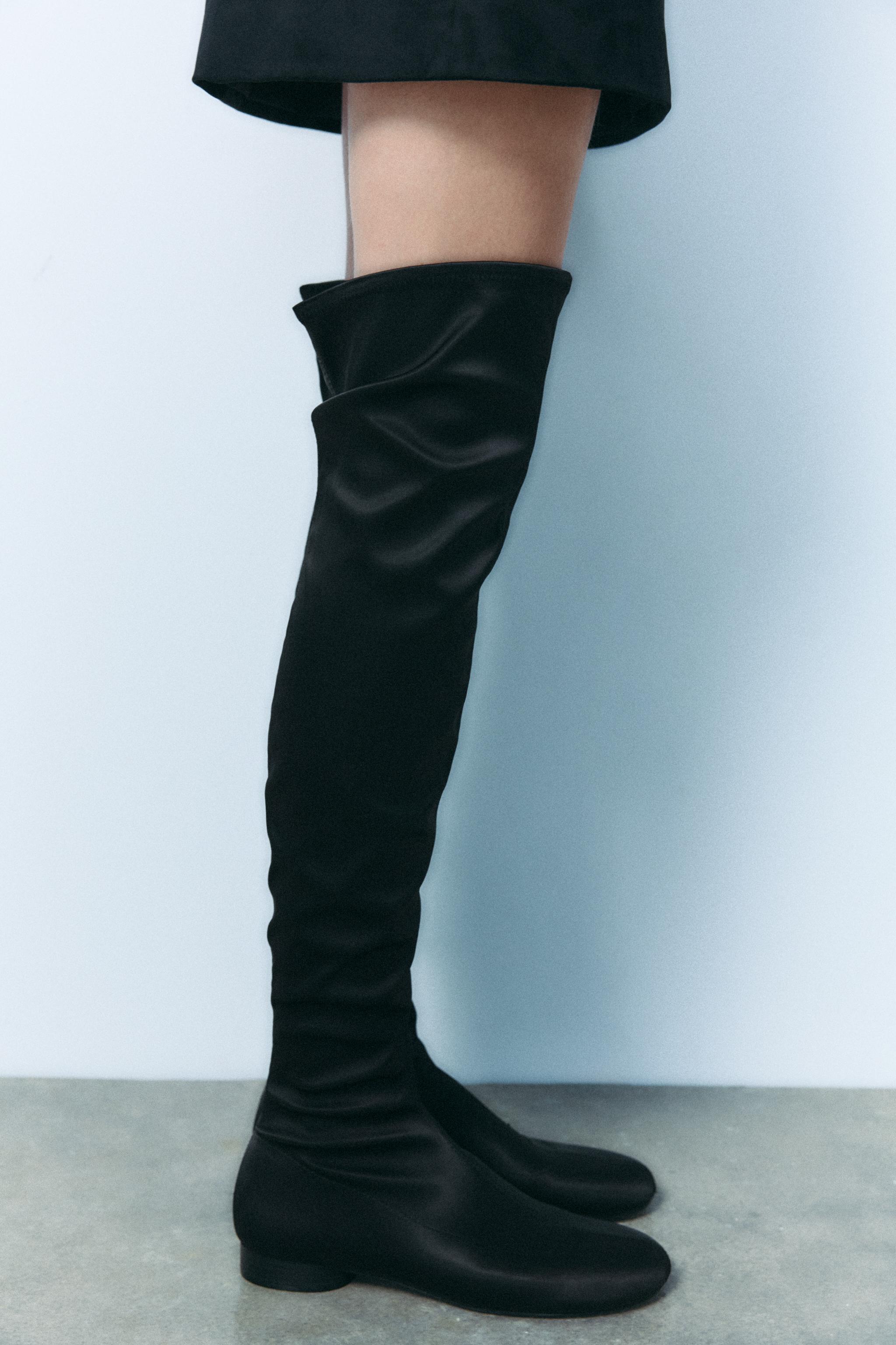 Satin over the knee boots on sale