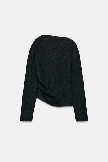 Zara 柔軟垂褶上衣 - 灰色