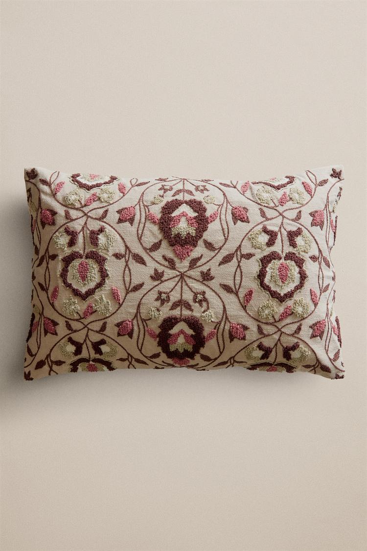 TUFTED THROW PILLOW COVER — Brown / Taupe