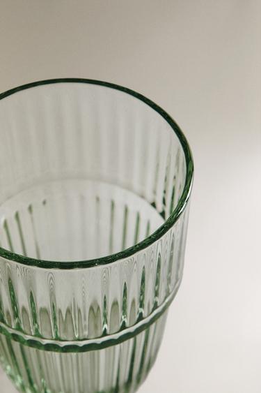 STRIPED COLOURED GLASS TUMBLER - Green by Zara - Image 2