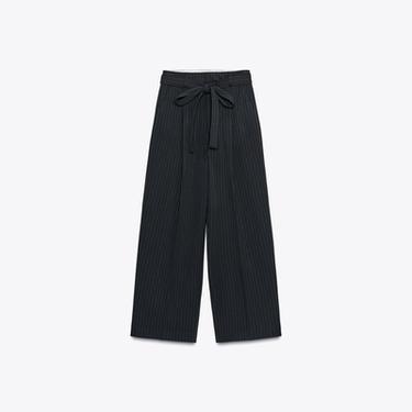 PLEATED TROUSERS WITH BELT - Navy blue by Zara
