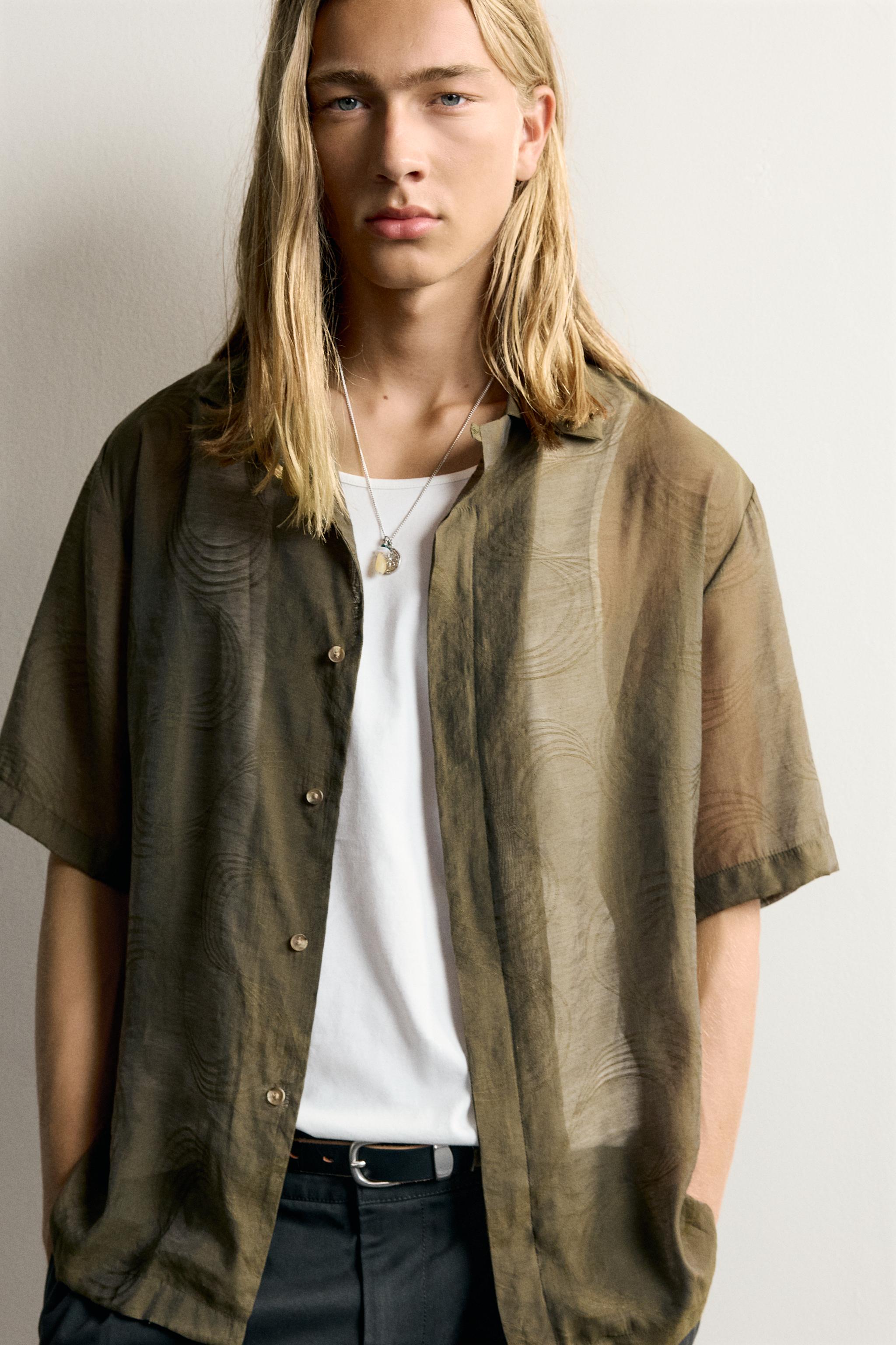 Мужские рубашки Zara FLUID JACQUARD SHIRT — фото 5