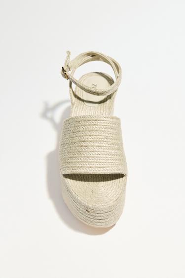CUÑA PLATAFORMA YUTE - Beige claro de Zara