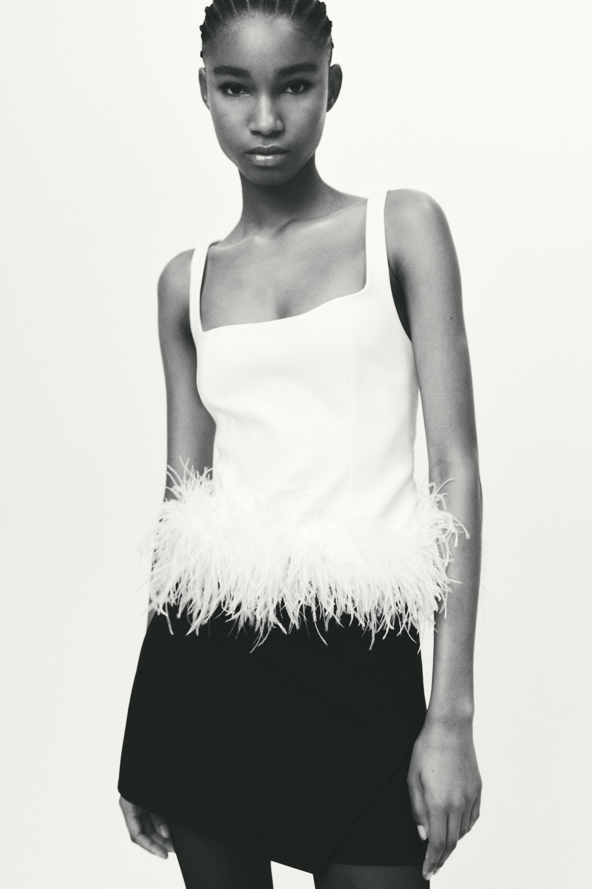 Zara feathered corset hotsell top