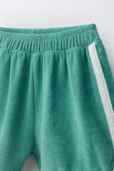 ENSEMBLE T-SHIRT ET BERMUDA LISERÉS EFFET ÉPONGE - Turquoise de Zara - Image 4
