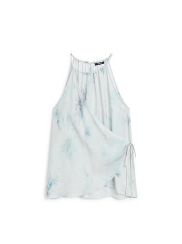 Zara Flowing halterneck top with tie detail - Light blue