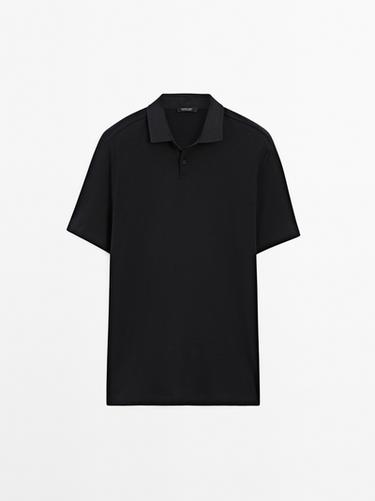 Zara Short sleeve cotton polo shirt - Navy blue - Image 0