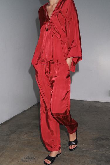 CHEMISE SATINÉE À POCHE LIMITED EDITION - Rouge foncé de Zara - Image 2