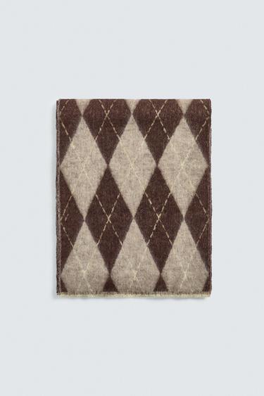 DIAMOND JACQUARD SCARF - Beige-brown by Zara