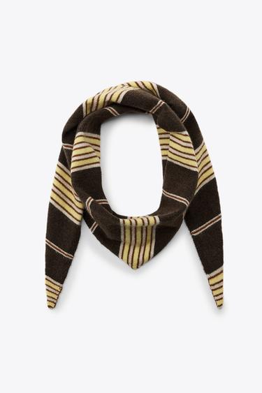 STRIPED KNITTED BANDANA - Brown by Zara