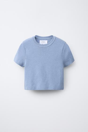 Zara KNIT CROPPED TOP - Lavender - Image 0