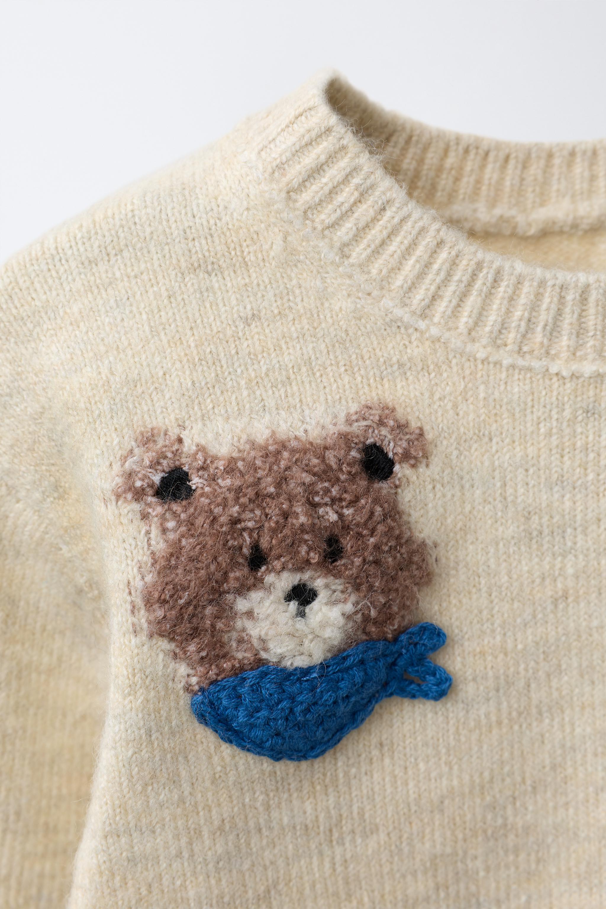 PULL EN MAILLE BRODÉ OURS