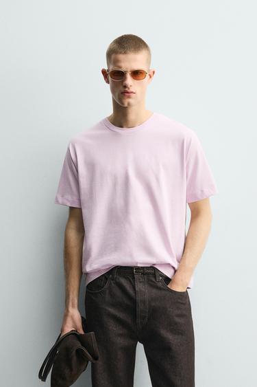 T-SHIRT WITH CONTRAST EMBROIDERY AND PRINT - lavender-white by Zara - Image 1