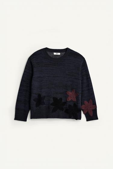 RELAXED FIT FLORAL JUMPER - Navy blue by Zara
