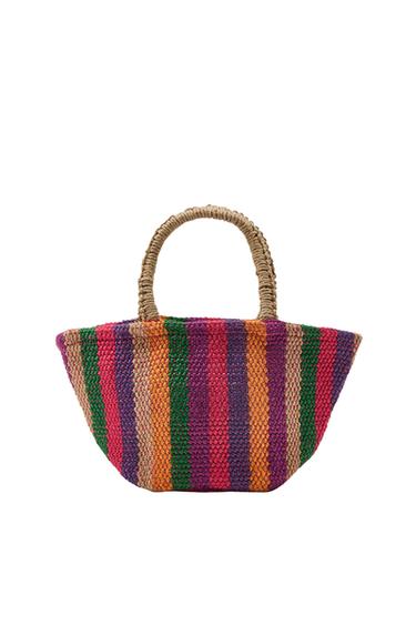 MINI BOLSO OVALADO RAYAS YUTE 100% - Multicolor de Zara