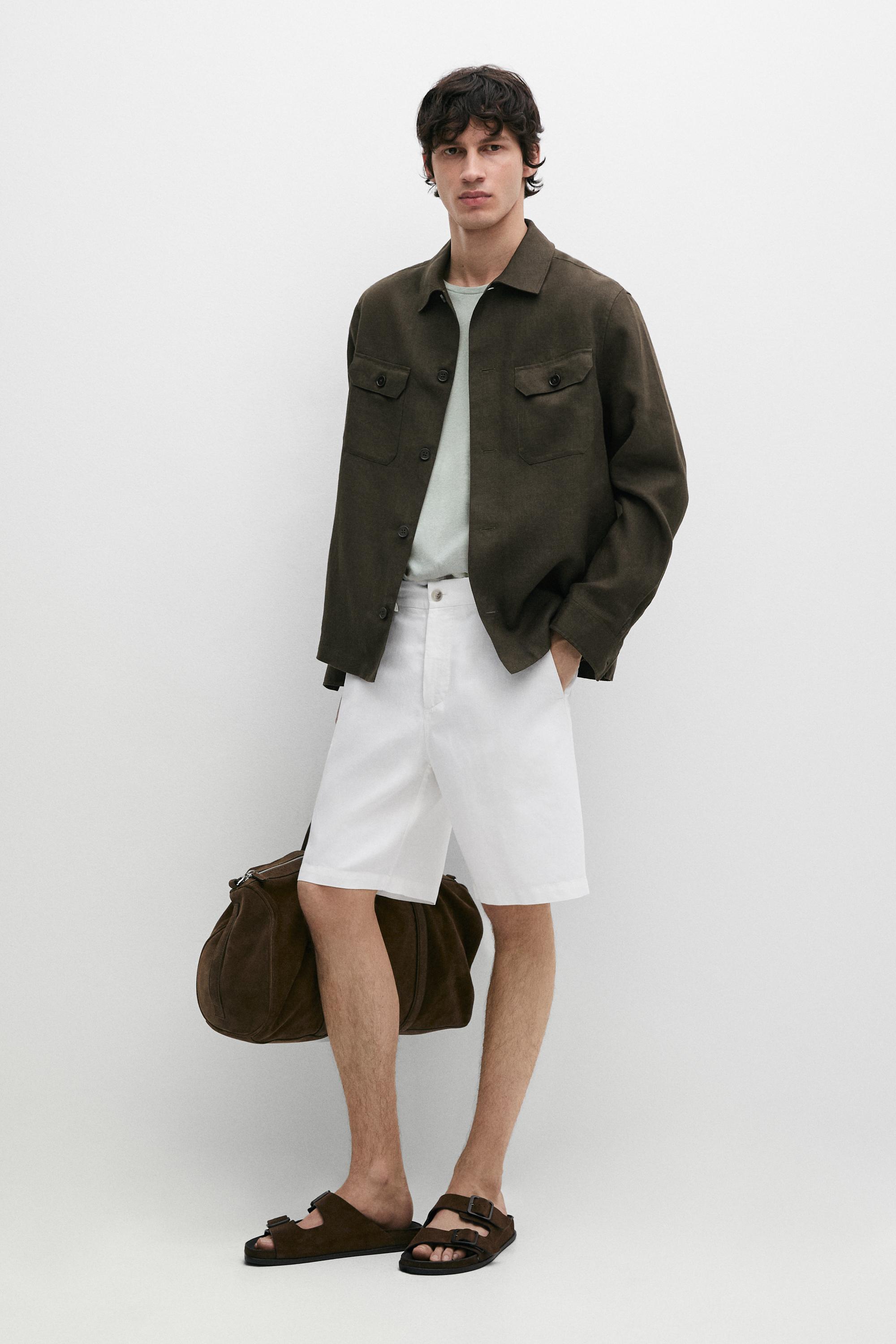 Total look linen overshirt with pockets