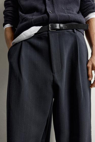 RELAXED FIT PLEATED TROUSERS - striped by Zara