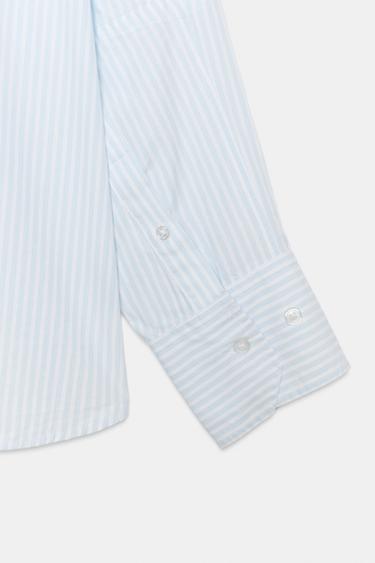 CHEMISE OVERSIZE EN POPELINE - Bleu / Blanc de Zara - Image 6