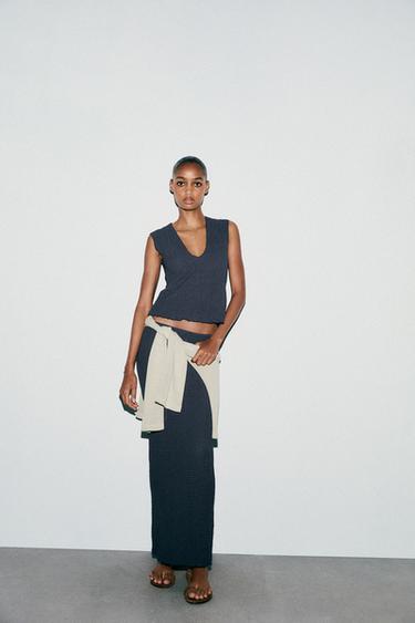 TEXTURED TOP - Charcoal grey by Zara