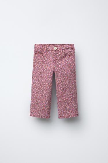 Zara FLORAL TWILL CULOTTES - Raspberry