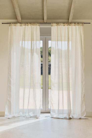 LOW OPACITY MULTICOLOURED STRIPED CURTAIN - Multicoloured by Zara