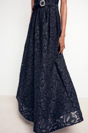 ZW COLLECTION CUTWORK EMBROIDERY DRESS - Navy blue by Zara