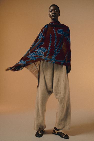 WOOL-BLEND PRINTED SCARF - Burgundy by Zara - Image 0