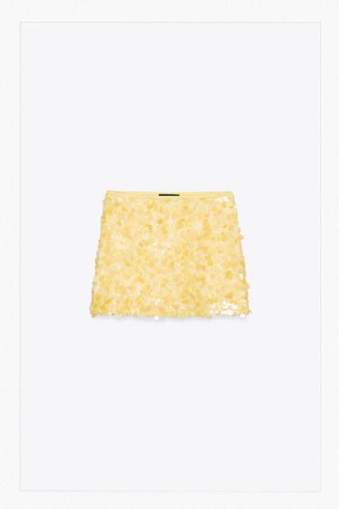 SEQUINNED MINISKIRT - Yellow by Zara
