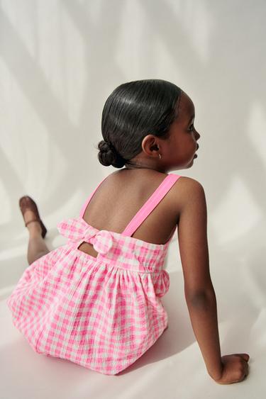 VESTIDO TEXTURA ESTAMPADO LAZO - Fucsia de Zara