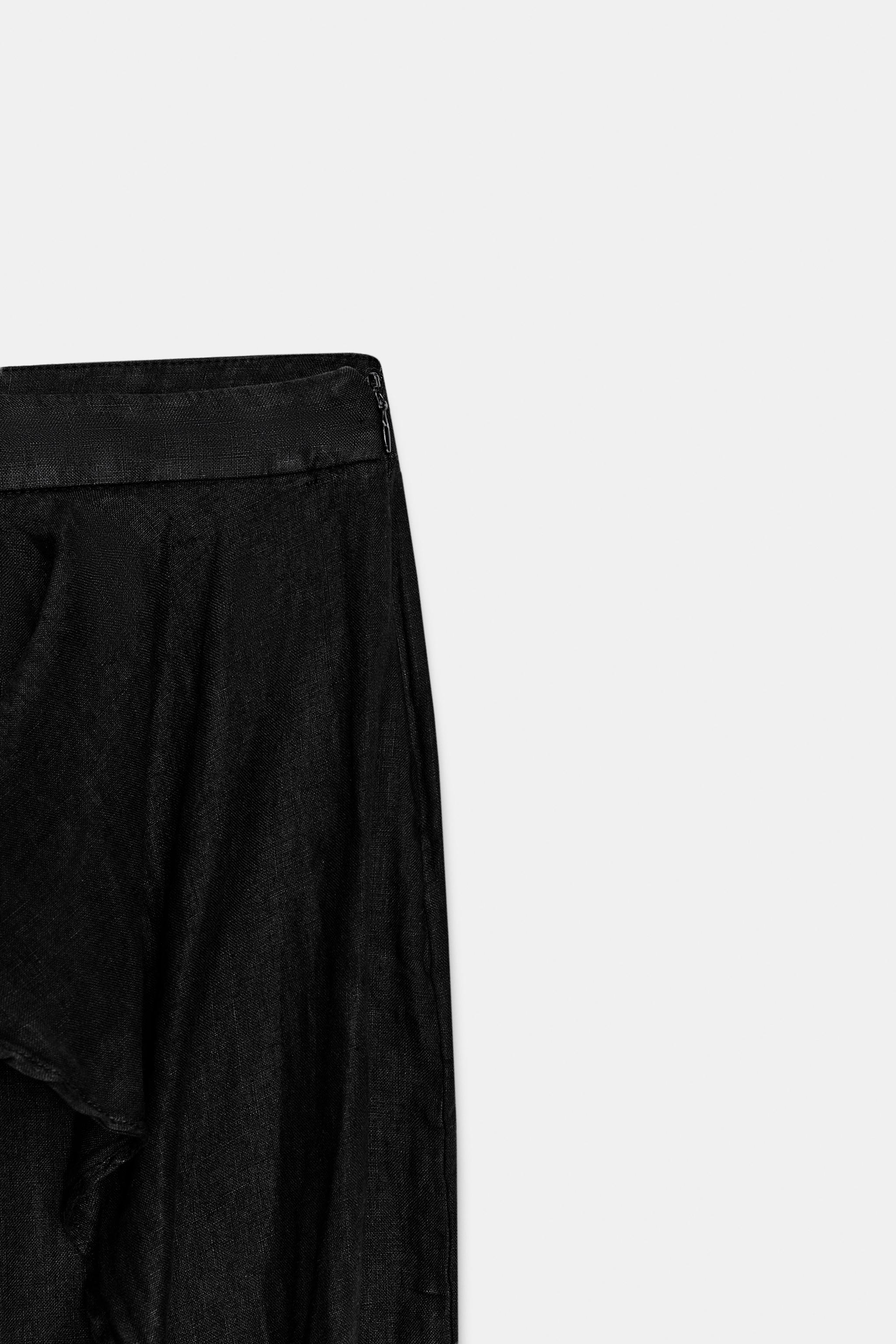Женские брюки Zara 100% LINEN RUFFLE TROUSERS ZW COLLECTION — фото 9