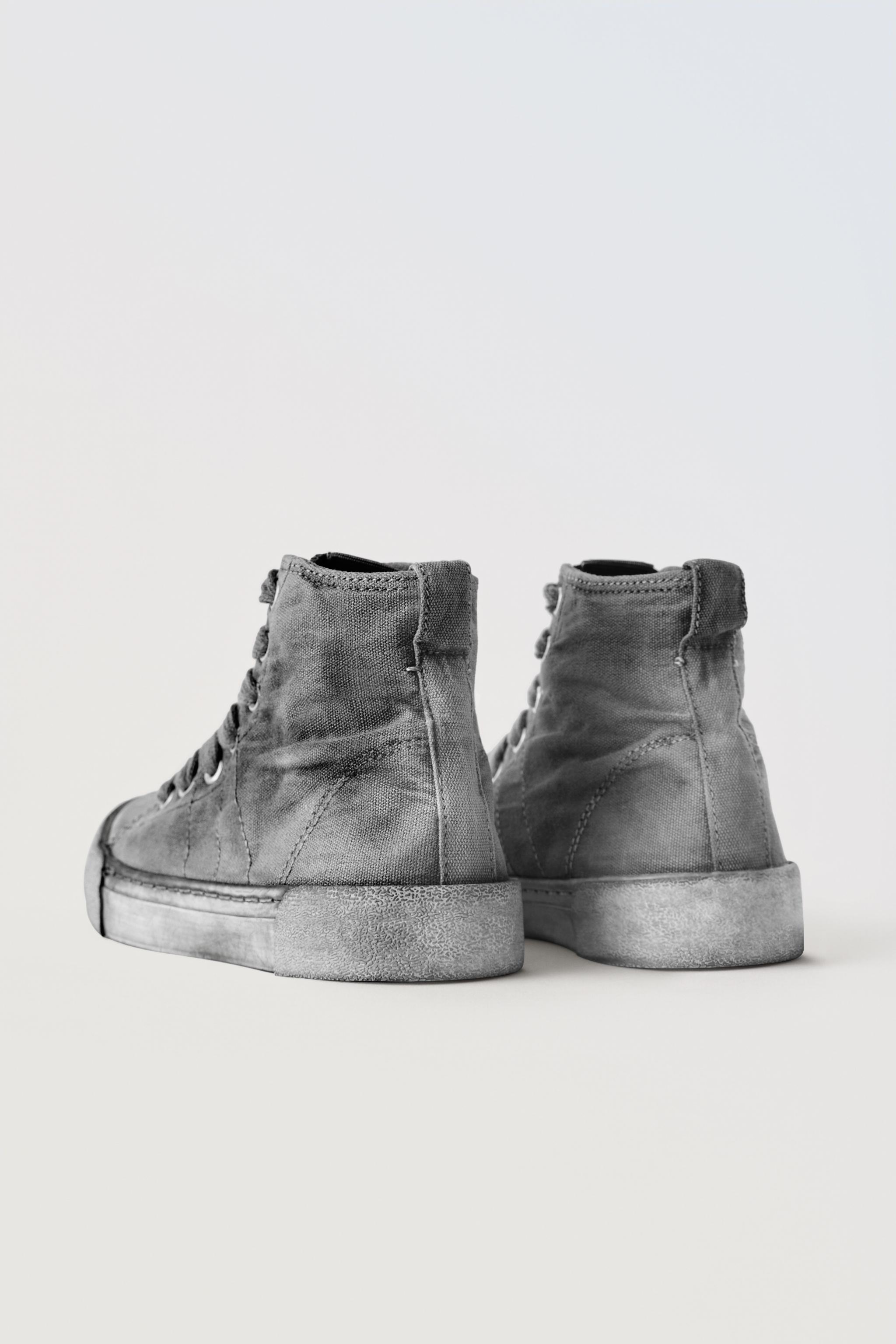 DISTRESSED EFFECT DENIM HIGH-TOP SNEAKERS - Gray | ZARA United States