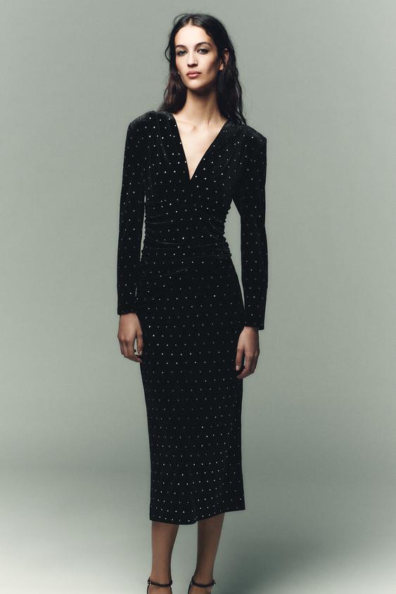 SPARKLY VELVET MIDI DRESS
