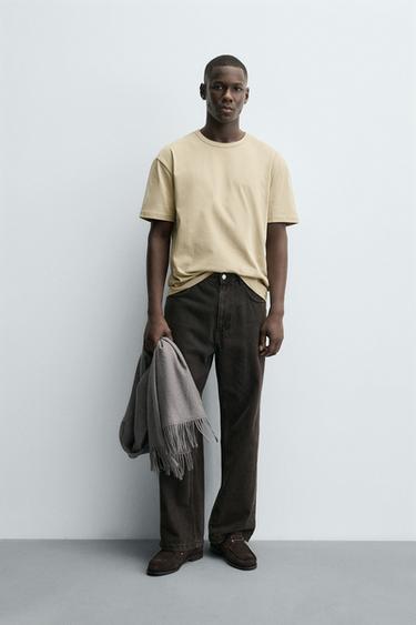 HEAVYWEIGHT BASIC BINDING T-SHIRT - Beige by Zara
