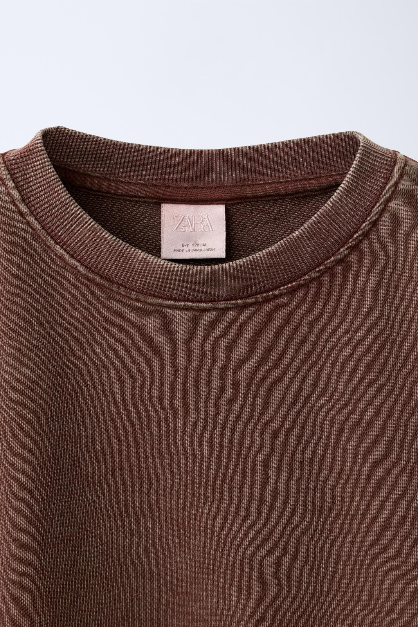 Детские комплекты Zara Washed-Effect Sweatshirt and Pants Jogging Set, цвет: Коричневый — фото 6