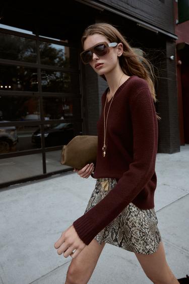 Zara ASYMMETRICAL CULOTTE SKIRT WITH APPLIQUE - Snake