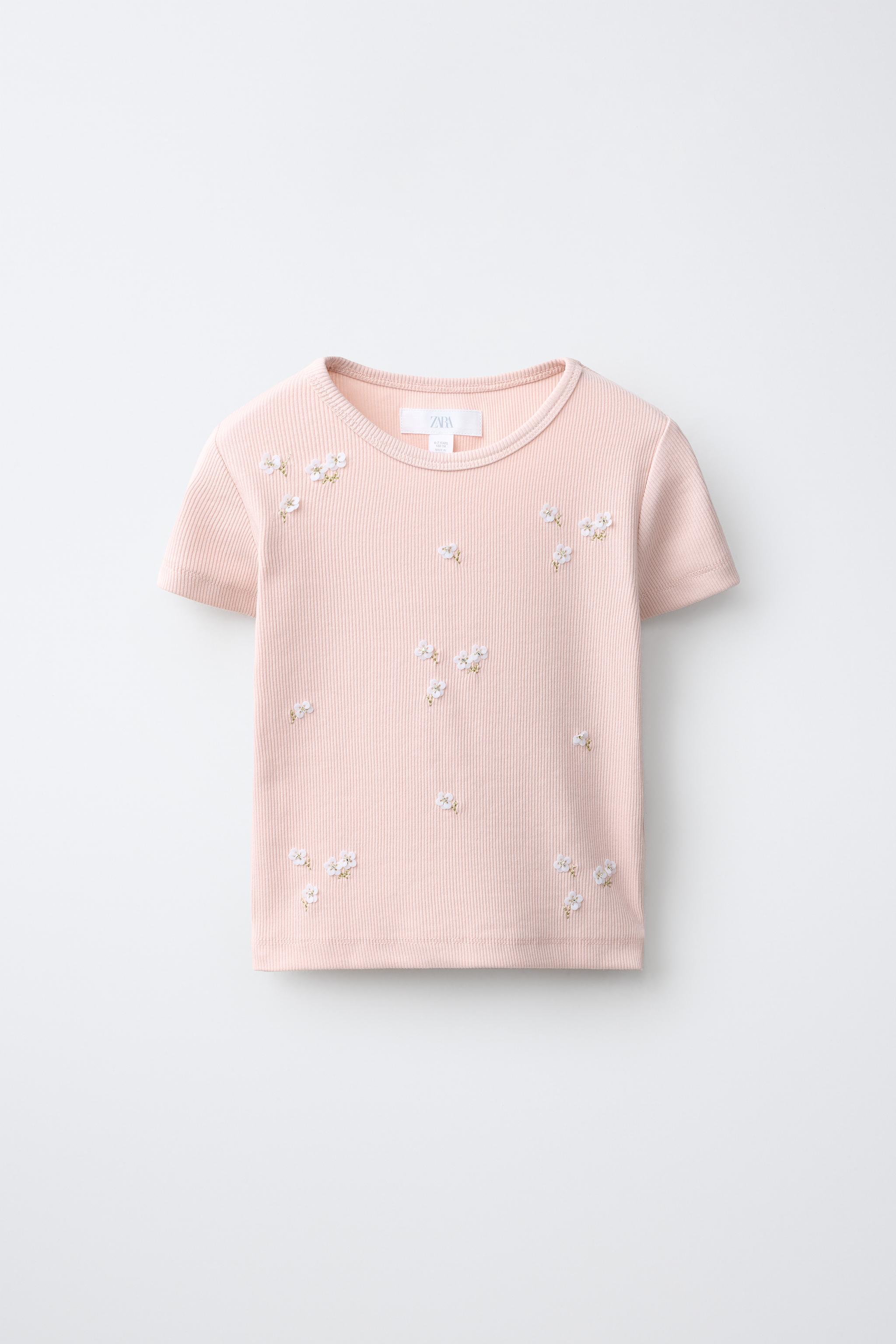 BEADED EMBROIDERED RIB T-SHIRT