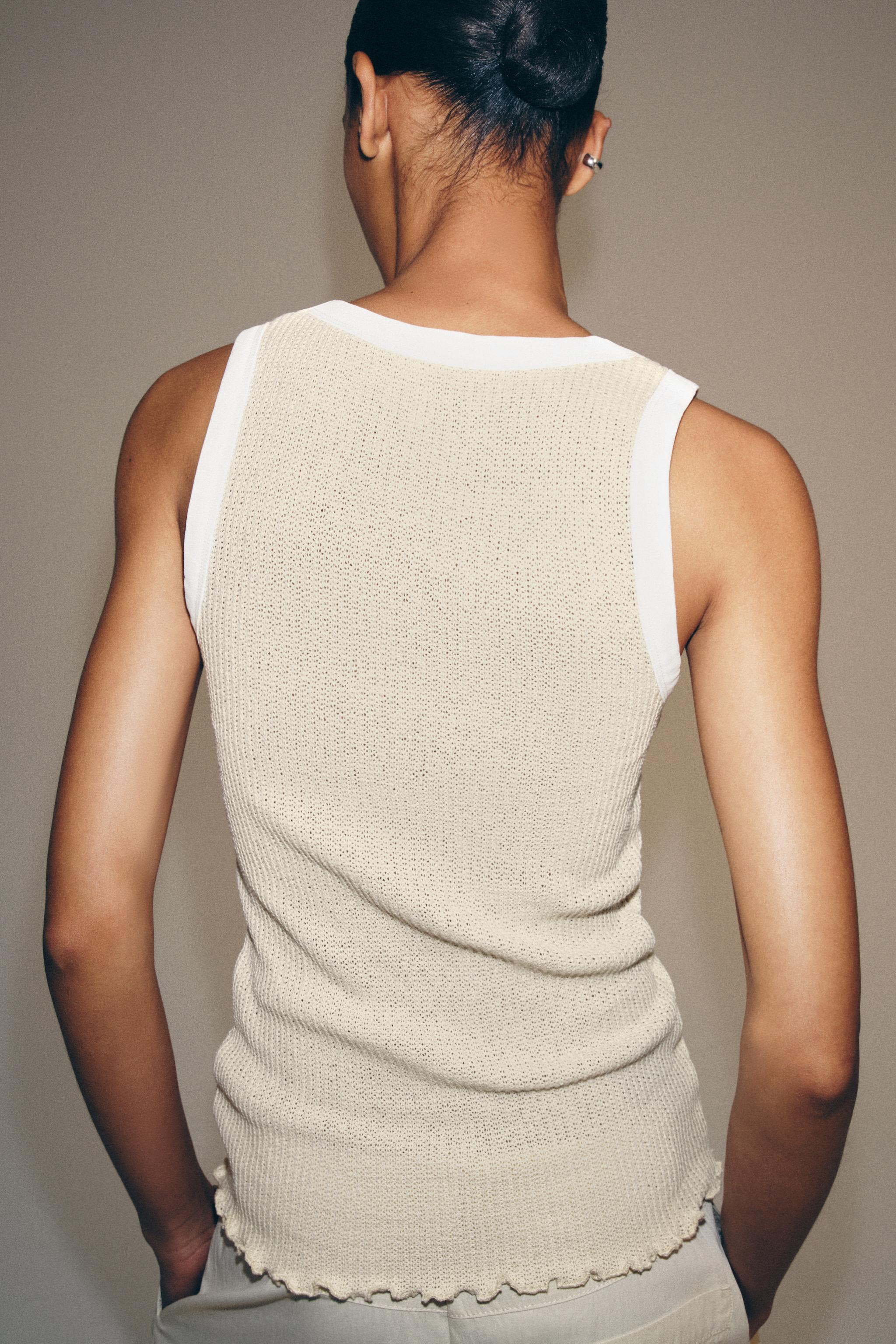 Женские топы Zara CONTRAST PIPING TOP — фото 3