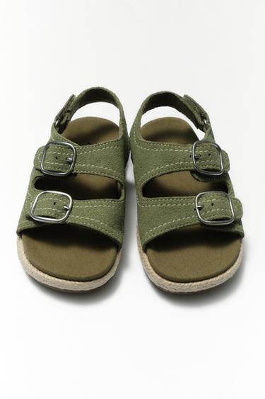 SANDALES EN JUTE ET CUIR - Vert de Zara