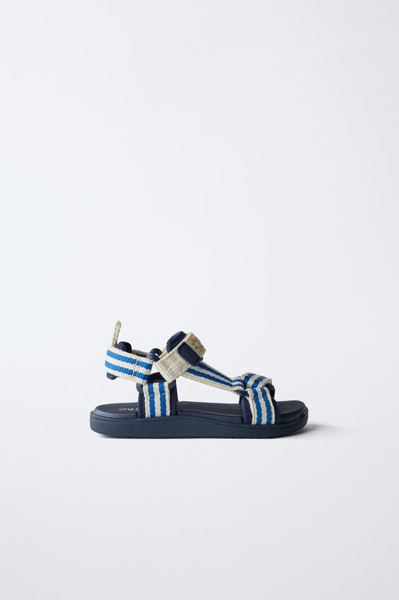 STRIPED STRAPPY SANDALS - Blue by Zara - Image 0