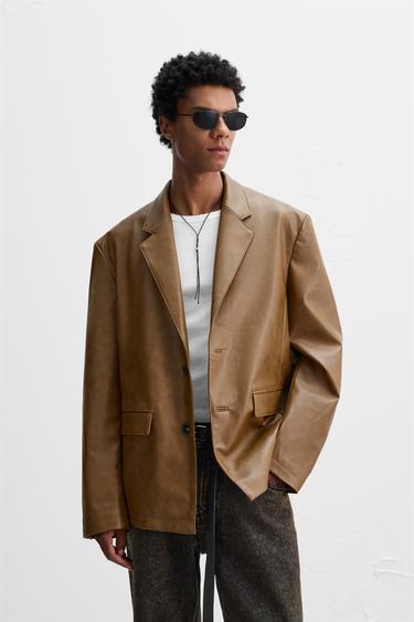 БЛЕЙЗЕР ИЗ ИСКУССТВЕННОЙ КОЖИ - LIMITED EDITION — КОРИЧНЕВЫЙ от Zara — изображение 0
