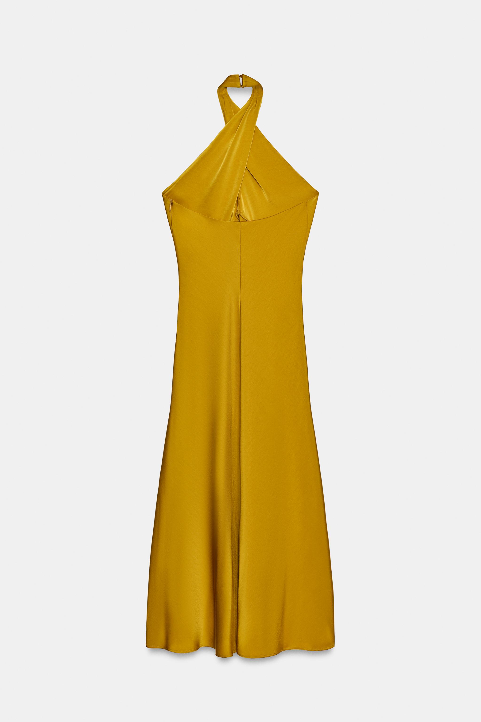 SATIN HALTER MIDI DRESS