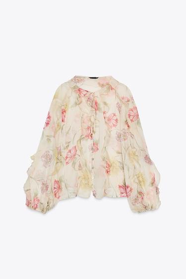 SEMI-SHEER FLORAL PRINT SHIRT - Multicoloured by Zara - Image 7