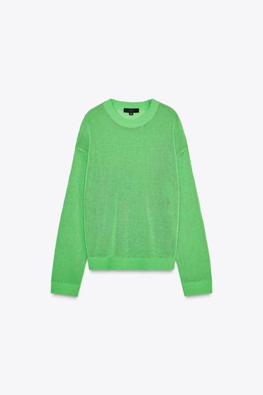 PULLOVER IN MAGLIA LISCIA - Verde di Zara