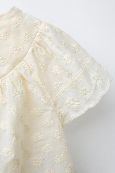 BLOUSE FLEURS BRODÉES - Écru de Zara - Image 2