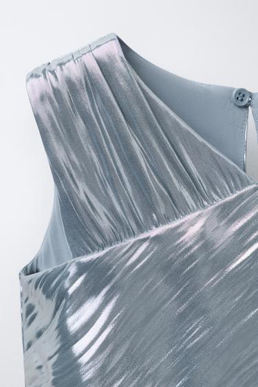 METALLIC RUFFLED TOP - Silver by Zara - Image 2