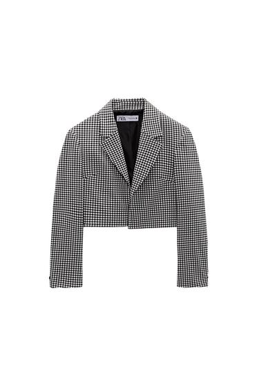 CROPPED GINGHAM BLAZER