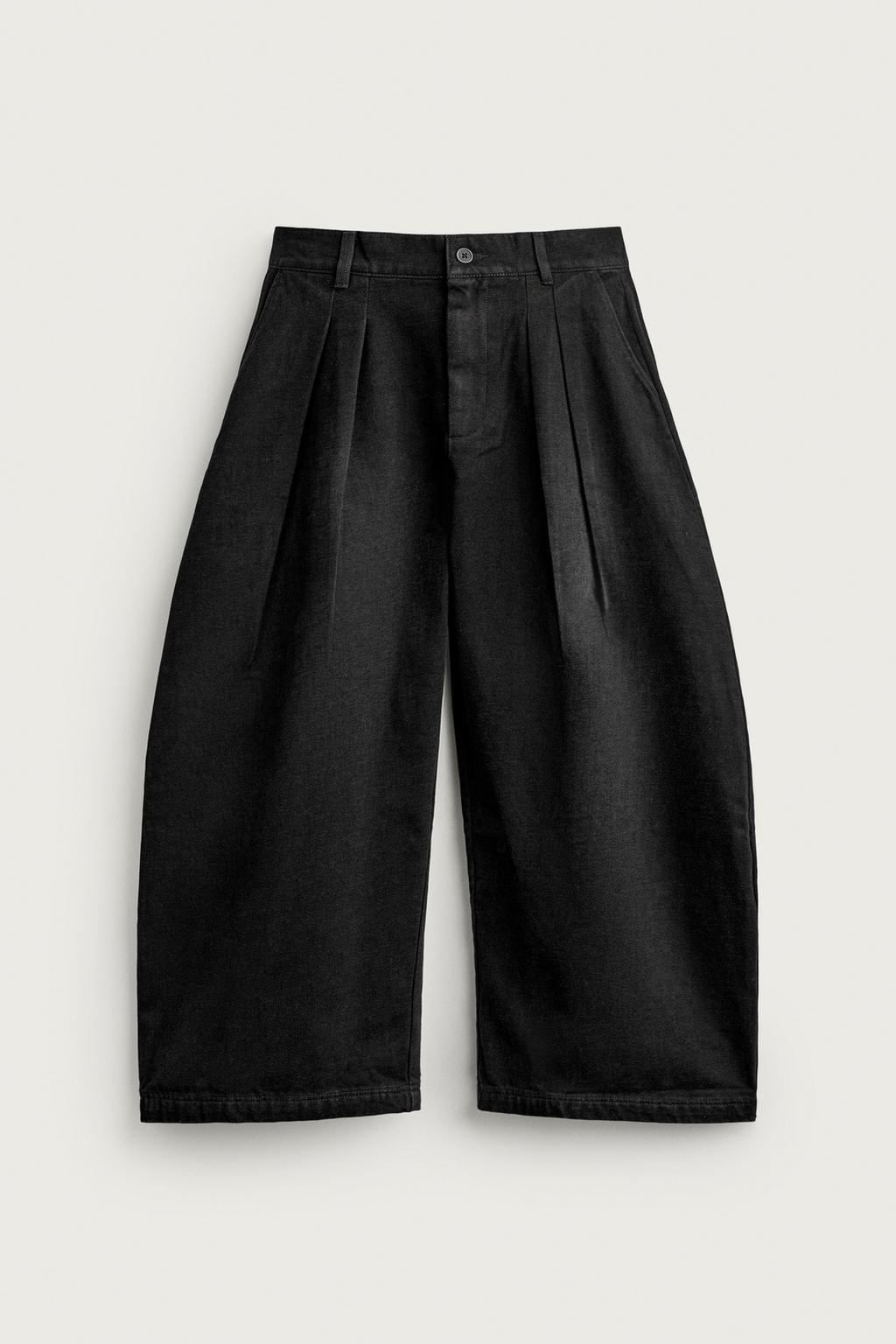BRUSHED WIDE-LEG DENIM TROUSERS