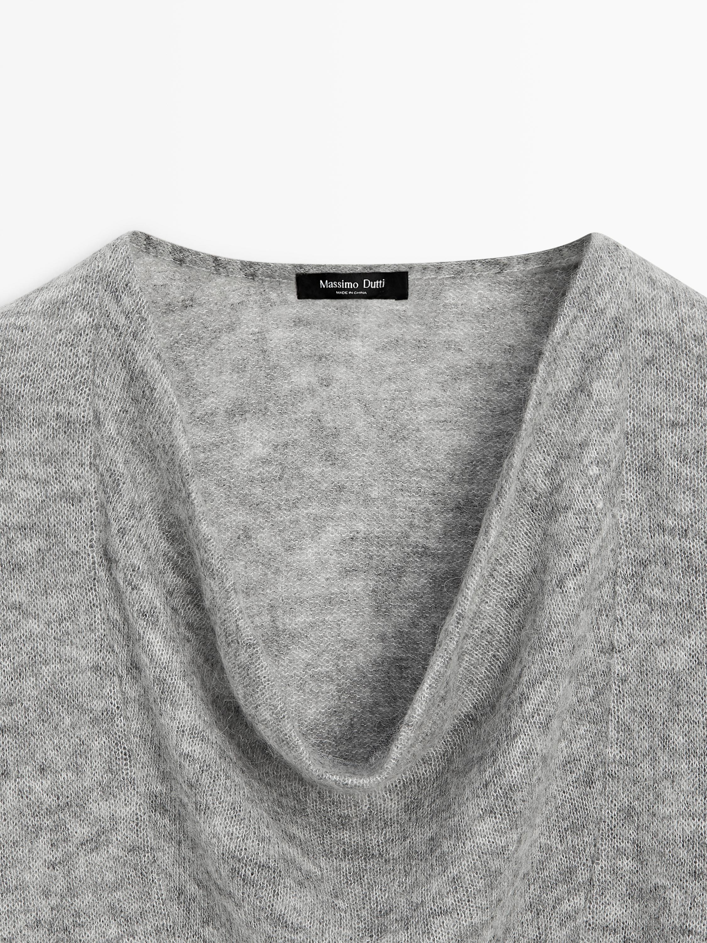 Knit sweater with cowl neck