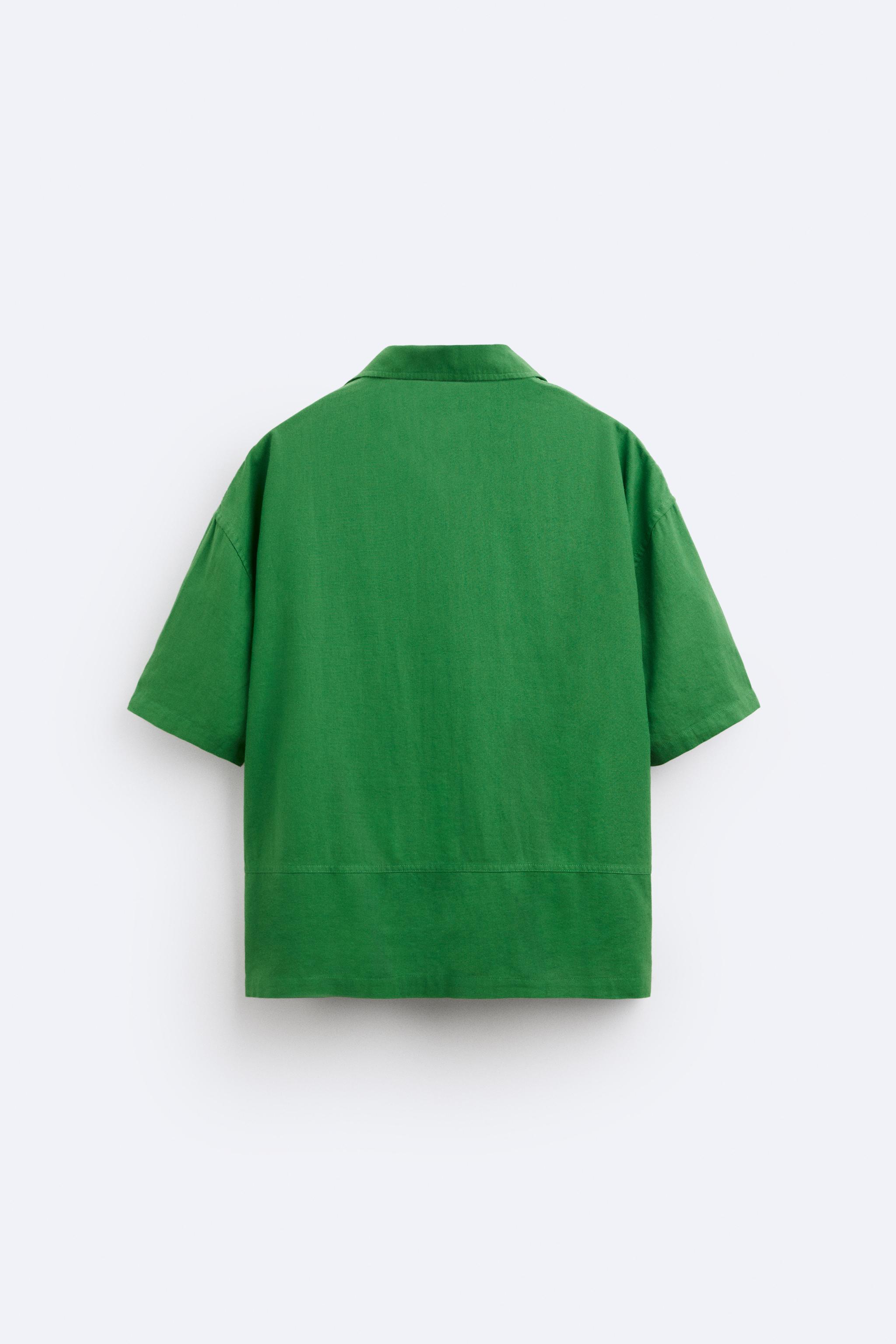 Camisa Zara Men Tecido Verde Original - ZZ745