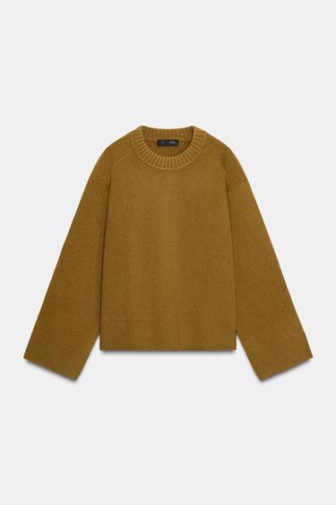 95% WOOL LONG SLEEVE JUMPER - Oil by Zara